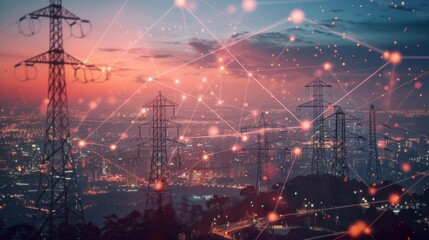 Smart grid energy distribution concept.