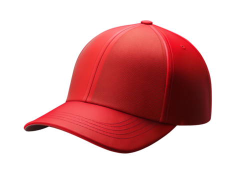 red baseball cap mockup isolated on transparent background