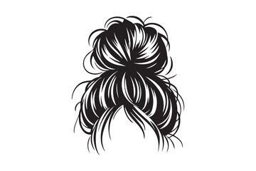 Woman with messy bun hair vector silhouette illustration