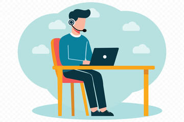 Flat vector technology remote working for online education and learning concept and students use computers for studying