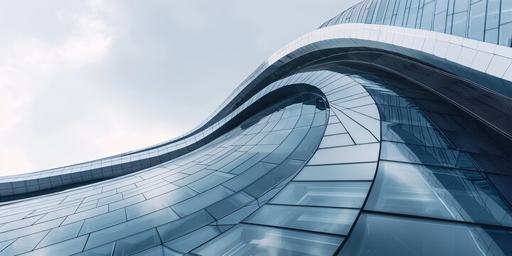 Close-up view of a modern steel and glass facade showcasing unique architectural design - Powered by Adobe