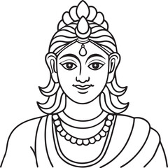 krishna line art vector