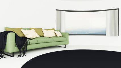sofa near window, 3d rendering, part