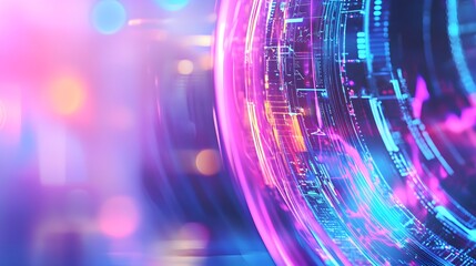 Abstract Neon Lights Background - Futuristic Technology