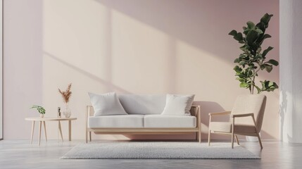 Minimalist Living Room Interior Design with Sofa and Chair