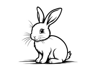 Obraz premium Drawing of a cute little rabbit to color.