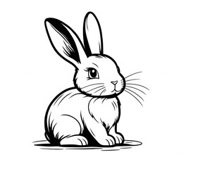 Obraz premium Drawing of a cute little rabbit to color.