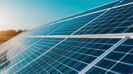 Obraz premium Eco-Friendly Factory with Solar Panels: Sustainable Assembly Lines and Green Production with Copy Space for Text