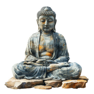 recommend clip art: Watercolor for Buddha statue japanese style clip art element illustration