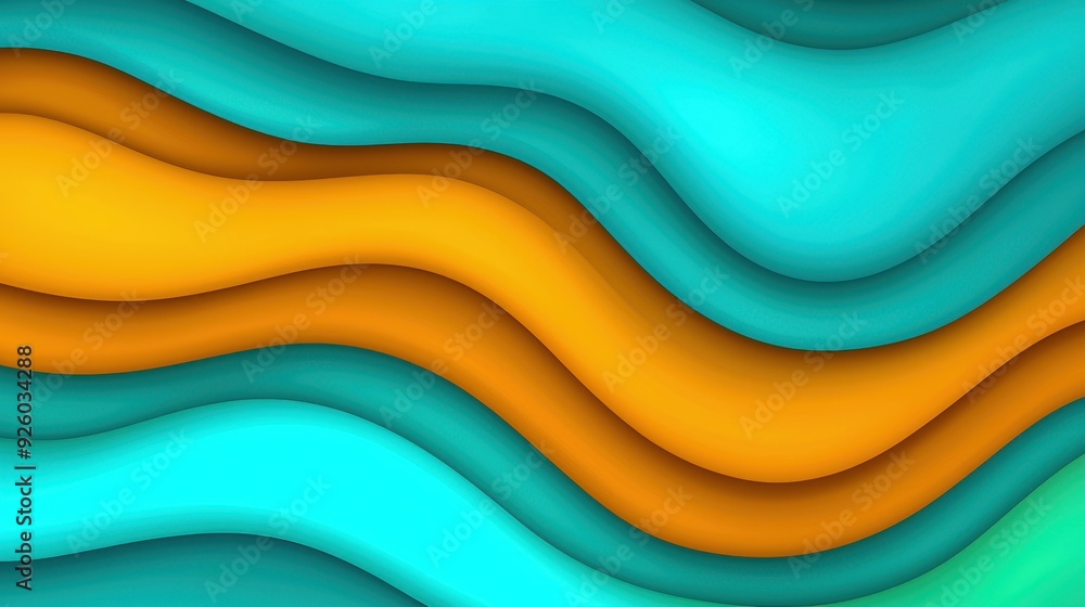 Aufkleber vibrant waves of turquoise and orange create a dynamic and modern abstract background perfect for va