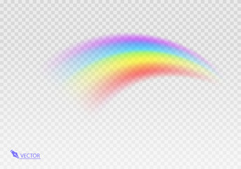 Rainbow Shape arch realistic isolated on transparent background. Colorful light and bright design element. Symbol of rain, sky, clear, nature. Realistic Vector illustration