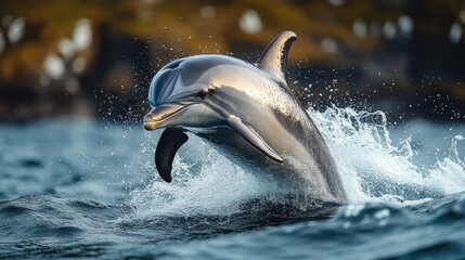 Obraz premium Dolphin Leaping Out of the Ocean