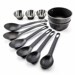 Set of measuring cups and spoons isolated on a white background