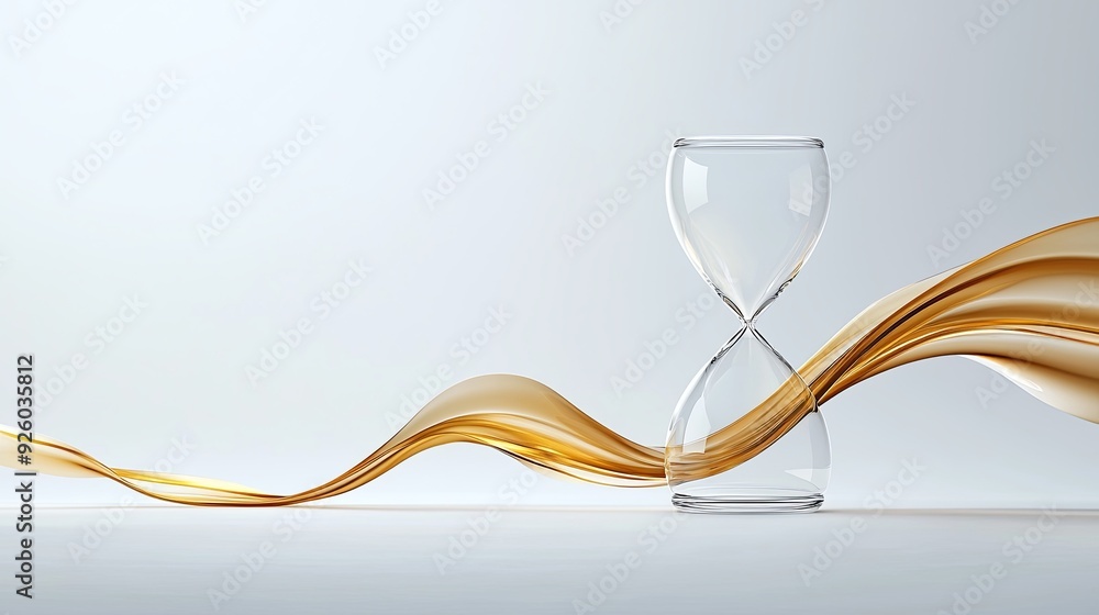 Poster hourglass gold strange shape empty space random background color, emphasizing light tones, digital p