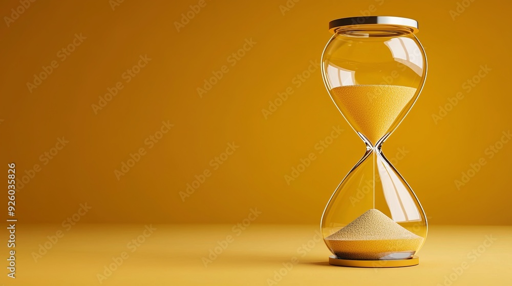 Poster hourglass gold strange shape empty space random background color, emphasizing light tones, digital p