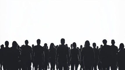 Vector silhouettes of Crowd silhouette,People group shadow men and a women business people silhouettes,person team mystery,Vector illustration black shapes isolated on white background.