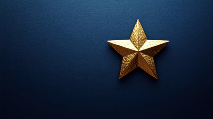 Christmas Decor Gold Star on Dark Blue Background 