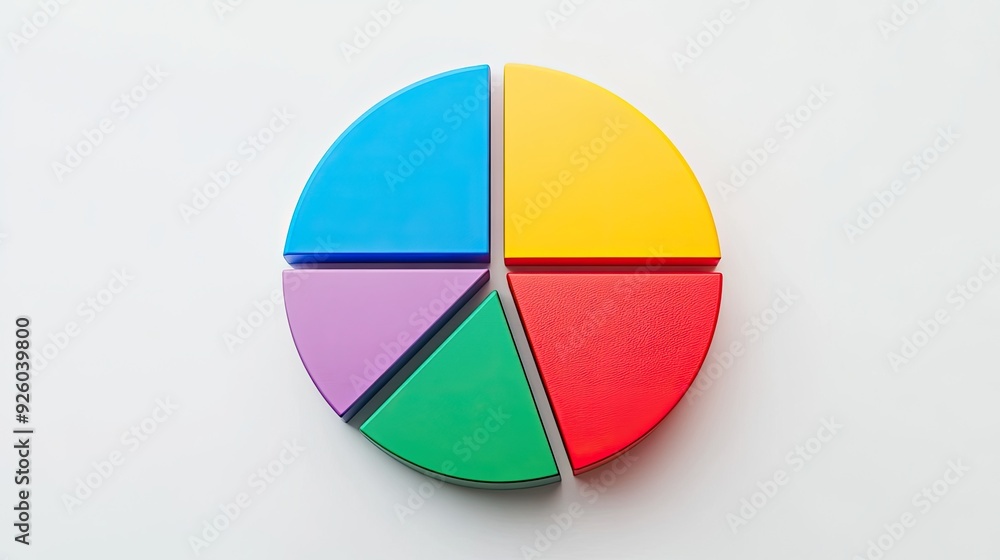 Aufkleber colorful segmented pie chart on a white background, representing data visualization and analysis for