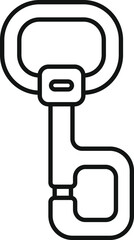 Simple black and white vector icon of a climbing carabiner, perfect for representing mountaineering and alpinism