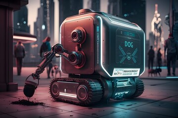 Fototapeta premium Dog care robot in future 