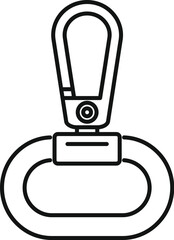 Simple black and white line drawing of a carabiner with an oval handle is perfect for minimalist designs