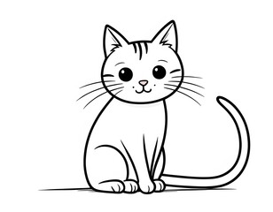 Obraz premium Drawing of a cute cat to color.