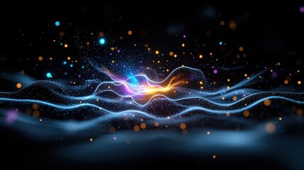 Obraz premium Abstract backdrop with hues reminiscent of spinning cosmos and particles that resemble stars