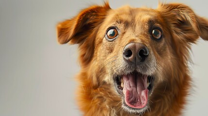 Dog close-up portrait background. Cute adorable funny fluffy puppy face. Home pets, animal care, love and friendship, domestic animals concept..