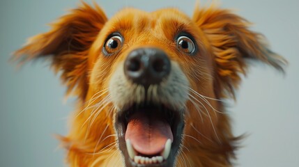 Dog close-up portrait background. Cute adorable funny fluffy puppy face. Home pets, animal care, love and friendship, domestic animals concept..