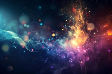 Obraz premium dark magic abstract bokeh background magic smoke with lights