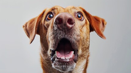 Dog close-up portrait background. Cute adorable funny fluffy puppy face. Home pets, animal care, love and friendship, domestic animals concept..