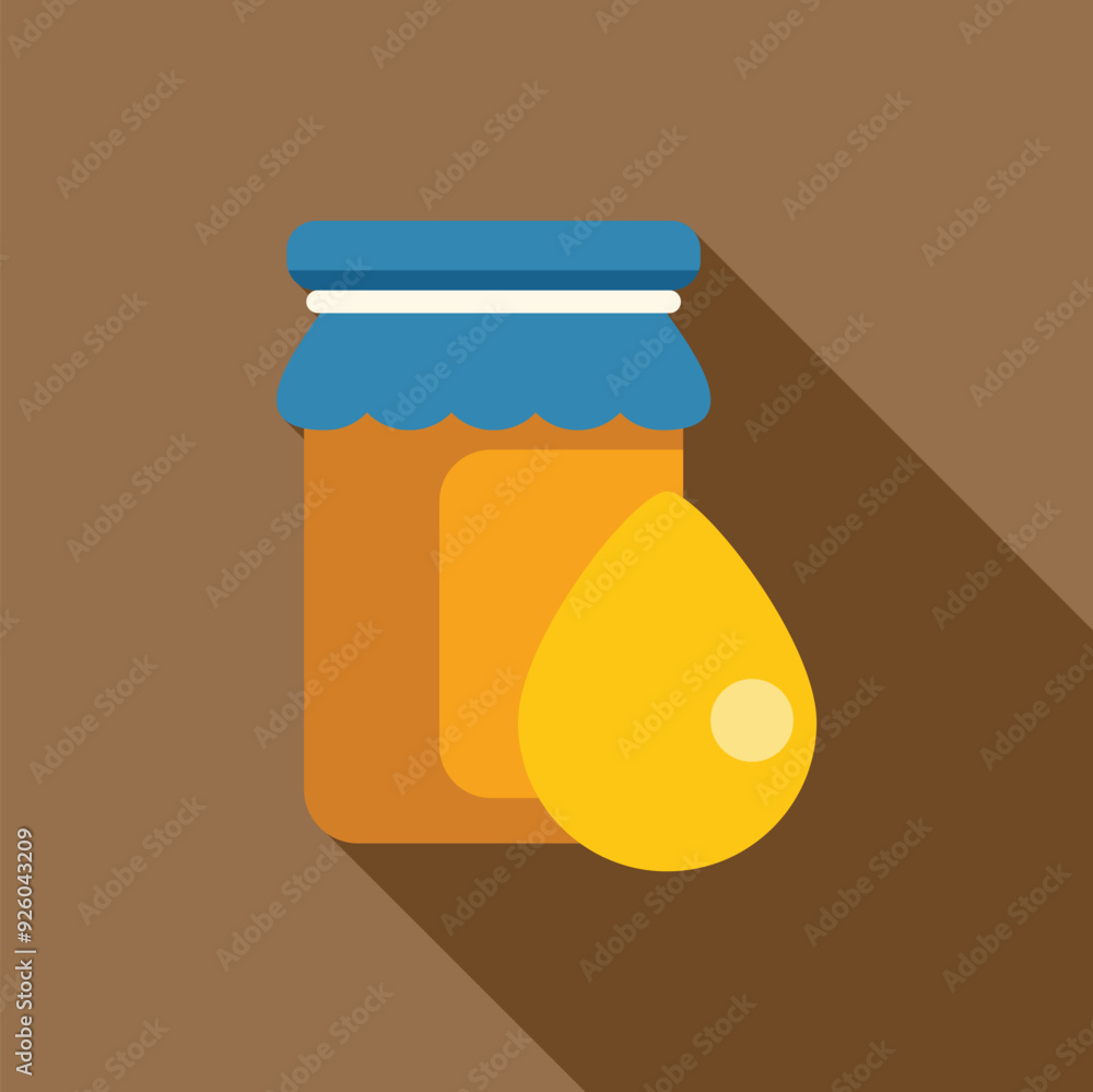 Poster closed honey jar with a single drop of honey dripping from its side, perfect for representing natura