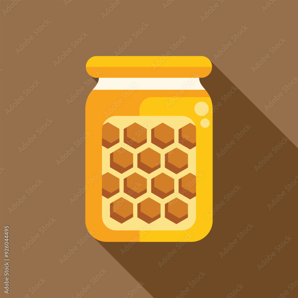 Poster simple yet appealing icon of a honey jar, featuring a honeycomb pattern that emphasizes the natural 