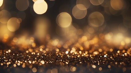 Abstract golden glitter and bokeh background.