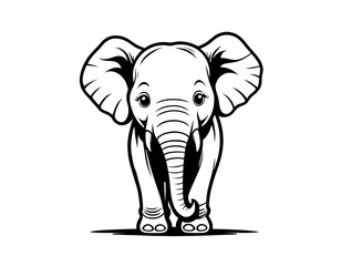 Fototapeta premium Drawing of a cute elephant to color.