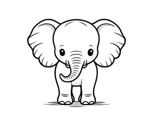 Drawing of a cute elephant to color.