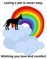 Losing a pet is never easy. Sympathy card for dog loss, kind phrase with condolences