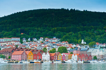 Beautiful landscape of Bergen with Bryggen, Norway
