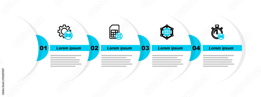 Aufkleber set line digital speed meter 5g, social network, sim card rejected and setting icon. vector