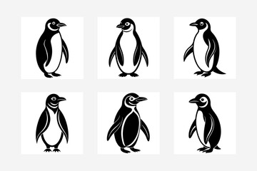 Fototapeta premium Vector art of penguin silhouette on a white background 
