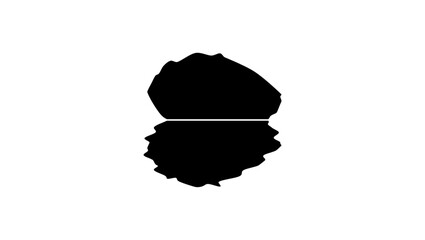 Stone rock in water, black isolated silhouette