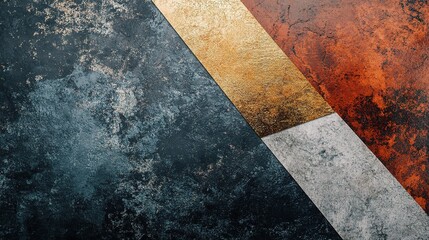 Abstract Textured Background: Blue, Rust, and Gold hues blend in a dramatic diagonal composition.  A visually striking image ideal for design projects seeking a bold and modern aesthetic.