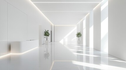 Fototapeta premium A clean, white background with subtle light reflections, providing a sleek and modern look