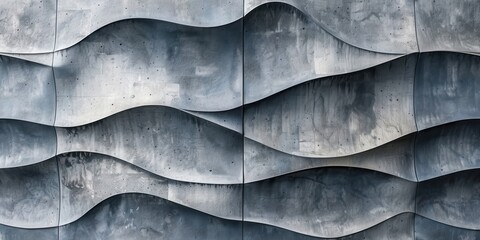 Close-up of modern architecture with wavy concrete facade in an urban setting