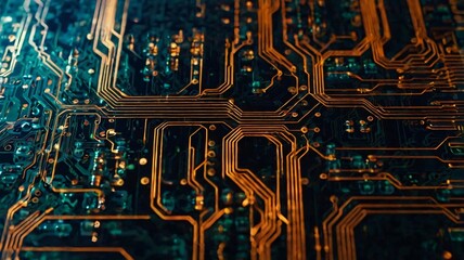 Futuristic Circuit Board Pattern With Glowing Elements