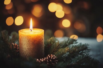 Advent cristian concept with candle , ai