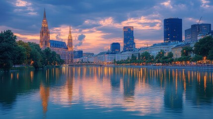 Obraz premium Vienna Skyline at Sunset with