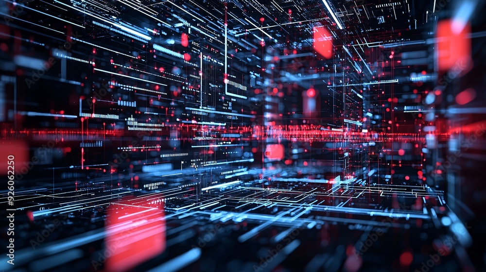 Poster data mining analysis, abstract visual of data extraction, 3d illustration