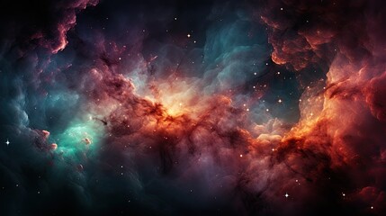 Naklejka premium Beautiful Nebula Galaxy With Many Stars Wallpaper 