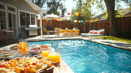 Backyard Pool Party with Food